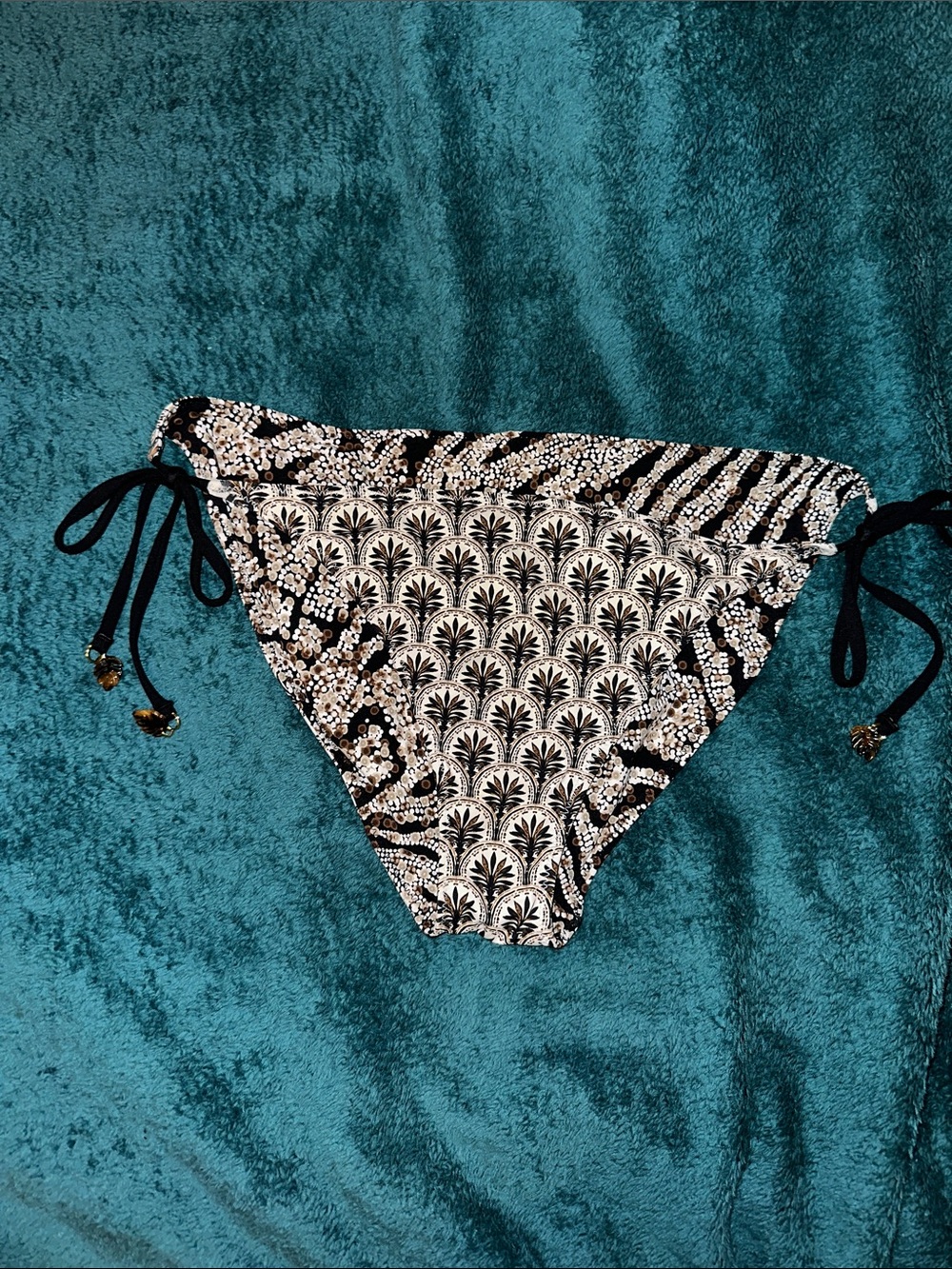 Brown, Black & White Patterned women’s Tie-Side Bottoms
